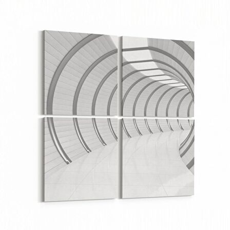 Olla 10438K4 Abstract Tünel Görsel Kare 4'lü Kanvas Tablo (Ölçü: 125X125)