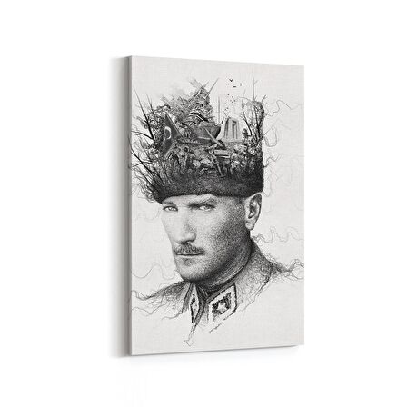 Olla 12406D Mustafa Kemal Atatürk Dikey Kanvas Tablo (Ölçü: 60X90)