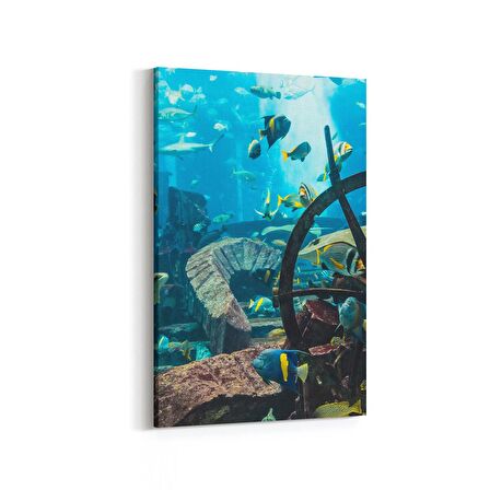 Olla 12107D Akvaryum / Balık Görseli Dikey Kanvas Tablo (Ölçü: 100X150)
