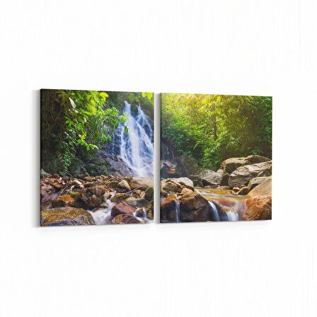 Olla 13407K2Y Doğa / Manzara Görseli Kare 2'li Yatay Kanvas Tablo (Ölçü: 65X30)