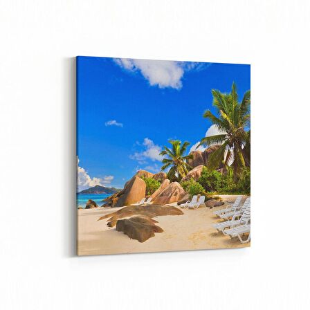 Olla 16587K Kumsal / Sahil Görseli Kare Kanvas Tablo (Ölçü: 30X30)