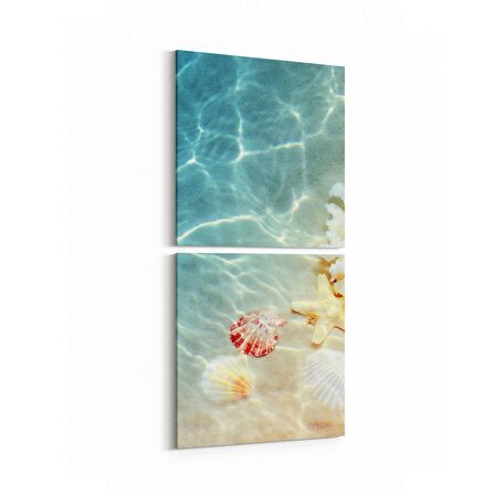 Olla 16399K2D Kumsal / Sahil Görseli Kare 2'li Dikey Kanvas Tablo (Ölçü: 30X65)