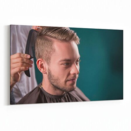 Olla 16315Y Kuaför / Berber Görseli Yatay Kanvas Tablo (Ölçü: 90X60)