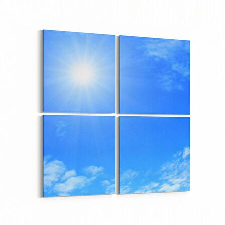 Olla 15731K4 Gökyüzü Bulut Görseli Kare 4'lü Kanvas Tablo (Ölçü: 145X145)