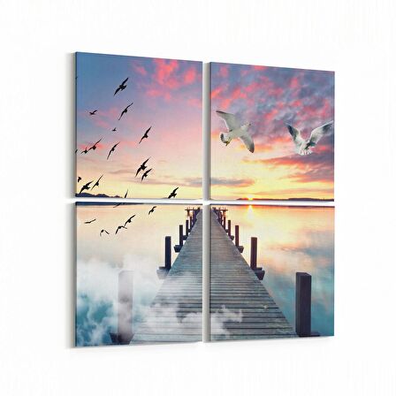 Olla 13391K4 Doğa / Manzara Görseli Kare 4'lü Kanvas Tablo (Ölçü: 145X145)