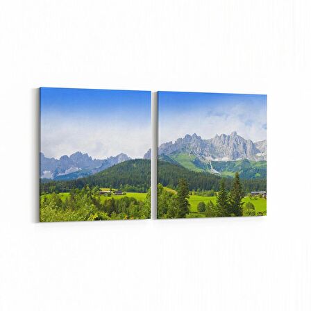 Olla 13979K2Y Doğa / Manzara Görseli Kare 2'li Yatay Kanvas Tablo (Ölçü: 105X50)