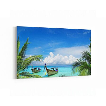 Olla 16345Y Kumsal / Sahil Görseli Yatay Kanvas Tablo (Ölçü: 70X50)