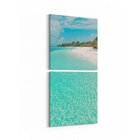 Olla 16575K2D Kumsal / Sahil Görseli Kare 2'li Dikey Kanvas Tablo (Ölçü: 30X65)