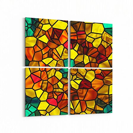 Olla 10378K4 Abstract Görsel Kare 4'lü Kanvas Tablo (Ölçü: 145X145)