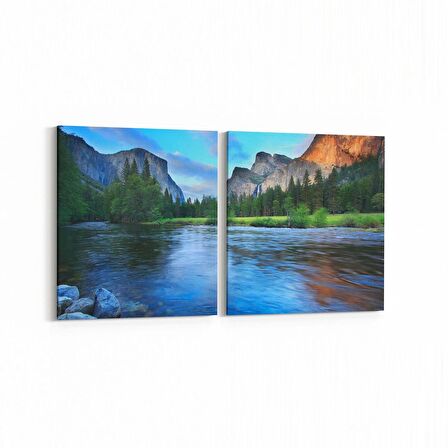 Olla 13756K2Y Doğa / Manzara Görseli Kare 2'li Yatay Kanvas Tablo (Ölçü: 145X70)