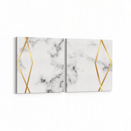 Olla 16727K2Y Mermer Desen Görsel Kare 2'li Yatay Kanvas Tablo (Ölçü: 105X50)