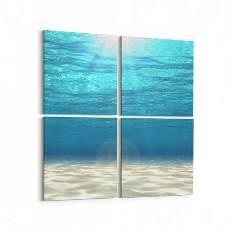 Olla 12988K4 Deniz / Okyanus Görseli Kare 4'lü Kanvas Tablo (Ölçü: 105X105)