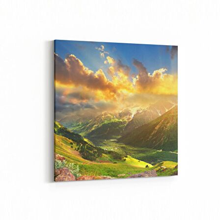 Olla 15957K Günbatımı Görseli Kare Kanvas Tablo (Ölçü: 25X25)