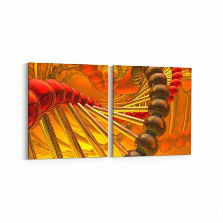 Olla 10290K2Y Abstract Görsel Kare 2'li Yatay Kanvas Tablo (Ölçü: 85X40)