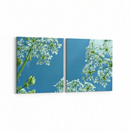 Olla 10696K2Y Ağaç Görseli Kare 2'li Yatay Kanvas Tablo (Ölçü: 105X50)