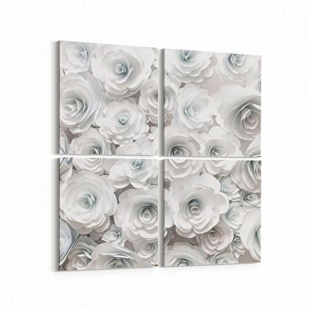 Olla 11597K4 Çiçek Görseli Kare 4'lü Kanvas Tablo (Ölçü: 145X145)