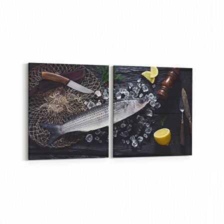 Olla 15193K2Y Gıda Görseli Kare 2'li Yatay Kanvas Tablo (Ölçü: 125X60)