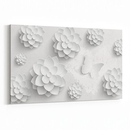 Olla 10460Y Beyaz Kabartma Görseli Yatay Kanvas Tablo (Ölçü: 70X50)