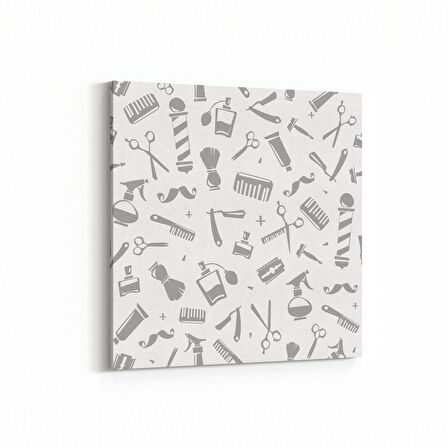 Olla 16334K Kuaför / Berber Görseli Kare Kanvas Tablo (Ölçü: 60X60)