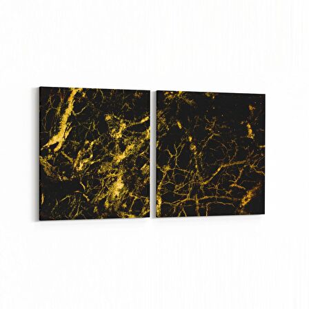Olla 16654K2Y Mermer Desen Görsel Kare 2'li Yatay Kanvas Tablo (Ölçü: 125X60)