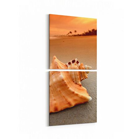 Olla 16006K2D Günbatımı Görseli Kare 2'li Dikey Kanvas Tablo (Ölçü: 30X65)