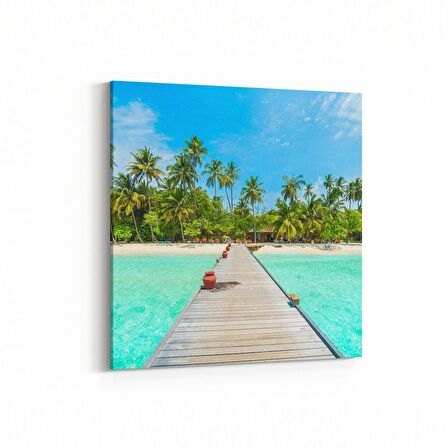 Olla 16513K Kumsal / Sahil Görseli Kare Kanvas Tablo (Ölçü: 25X25)