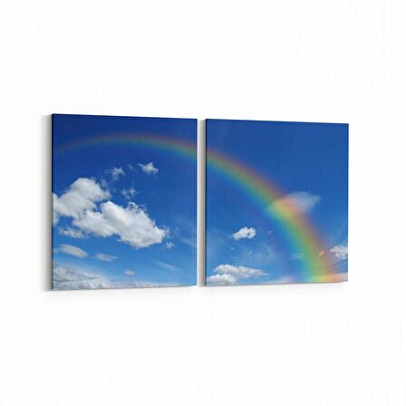 Olla 15648K2Y Gökyüzü Bulut Görseli Kare 2'li Yatay Kanvas Tablo (Ölçü: 85X40)