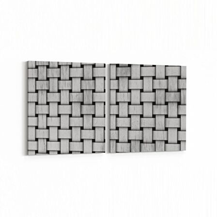 Olla 10025K2Y Abstract 3 Boyut Görsel Kare 2'li Yatay Kanvas Tablo (Ölçü: 65X30)