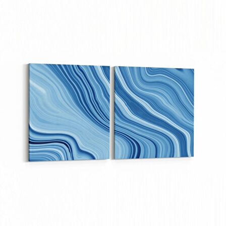 Olla 16653K2Y Mermer Desen Görsel Kare 2'li Yatay Kanvas Tablo (Ölçü: 145X70)