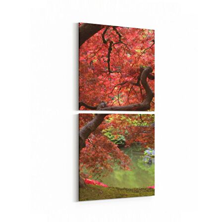 Olla 14222K2D Doğa / Manzara Görseli Kare 2'li Dikey Kanvas Tablo (Ölçü: 30X65)