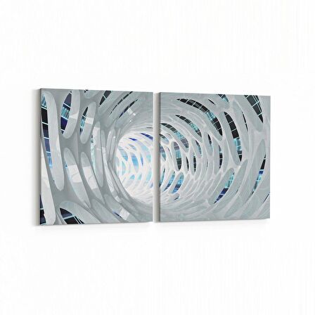 Olla 10235K2Y Abstract Girdap Görsel Kare 2'li Yatay Kanvas Tablo (Ölçü: 145X70)