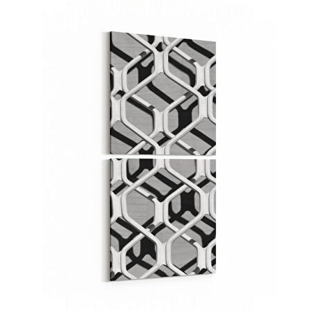 Olla 10038K2D Abstract 3 Boyut Görsel Kare 2'li Dikey Kanvas Tablo (Ölçü: 30X65)