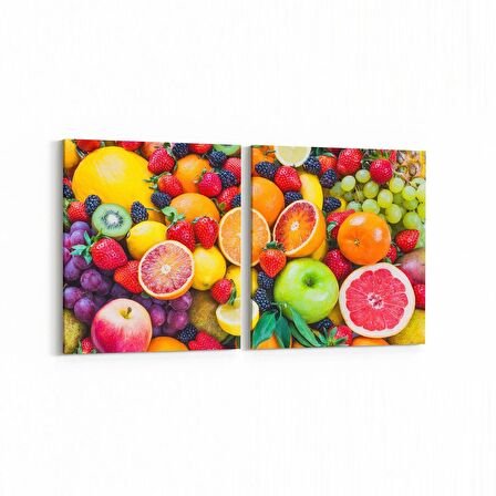 Olla 15133K2Y Gıda Görseli Kare 2'li Yatay Kanvas Tablo (Ölçü: 125X60)