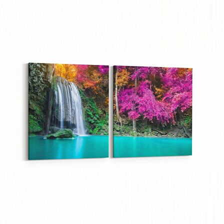 Olla 13953K2Y Doğa / Manzara Görseli Kare 2'li Yatay Kanvas Tablo (Ölçü: 105X50)