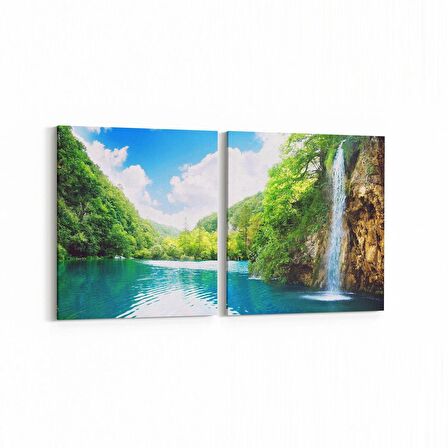 Olla 13376K2Y Doğa / Manzara Görseli Kare 2'li Yatay Kanvas Tablo (Ölçü: 65X30)