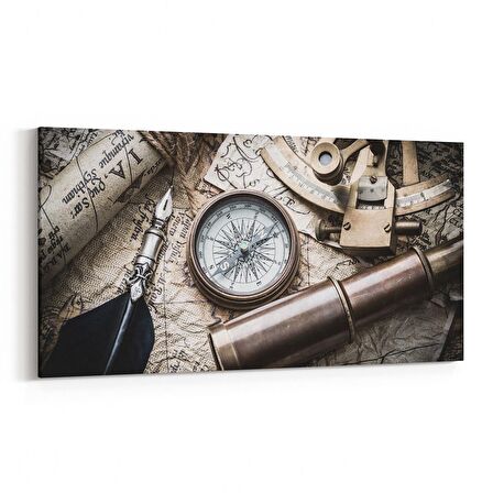 Olla 16184YD Harita Görseli Yatay Dar Kanvas Tablo (Ölçü: 60X30)