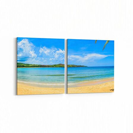 Olla 16546K2Y Kumsal / Sahil Görseli Kare 2'li Yatay Kanvas Tablo (Ölçü: 85X40)