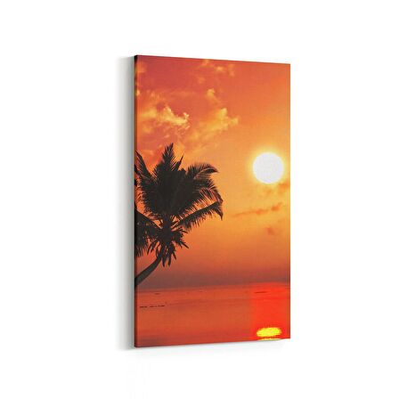 Olla 15947DD Günbatımı Görseli Dikey Dar Kanvas Tablo (Ölçü: 30X60)