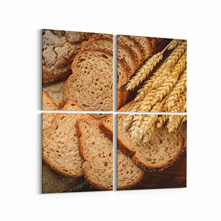 Olla 15122K4 Gıda Görseli Kare 4'lü Kanvas Tablo (Ölçü: 125X125)