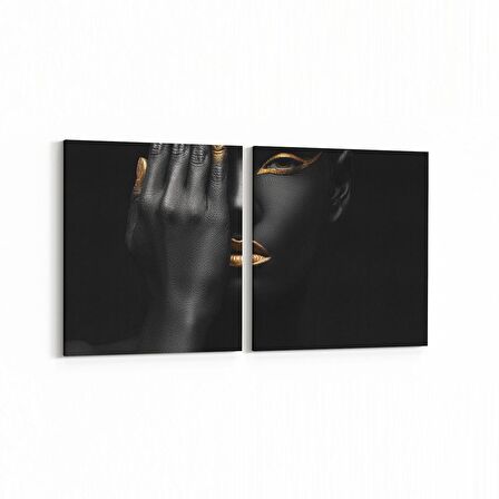 Olla 16814K2Y Model / Manken Görseli 2'li Yatay Kanvas Tablo (Ölçü: 85X40)