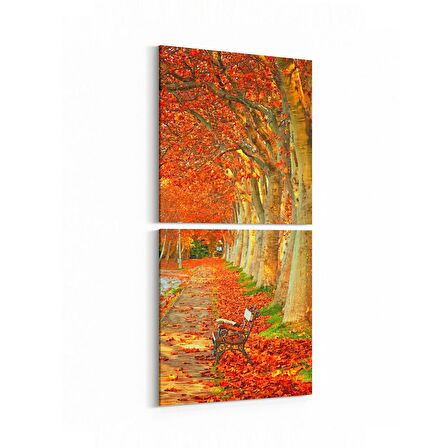 Olla 13286K2D Doğa / Manzara Görseli Kare 2'li Dikey Kanvas Tablo (Ölçü: 30X65)