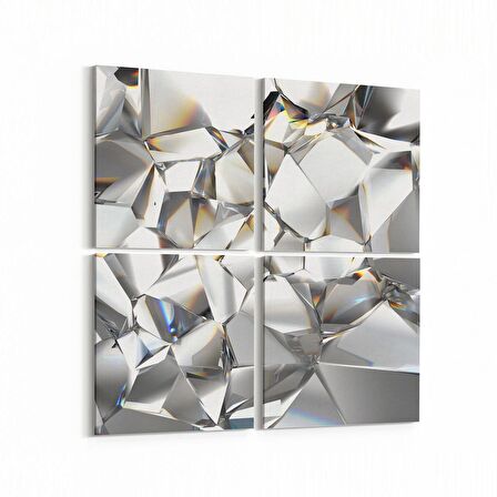 Olla 10086K4 Abstract Görsel Kare 4'lü Kanvas Tablo (Ölçü: 145X145)