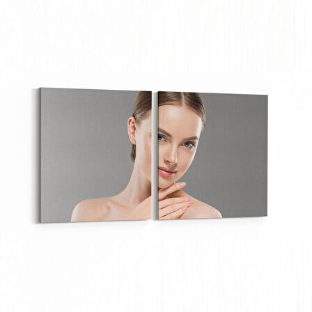 Olla 16785K2Y Model / Manken Görseli 2'li Yatay Kanvas Tablo (Ölçü: 105X50)