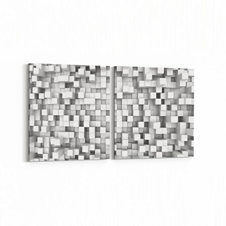 Olla 10052K2Y Abstract 3 Boyut Görsel Kare 2'li Yatay Kanvas Tablo (Ölçü: 105X50)