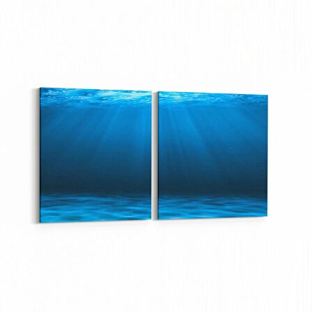 Olla 12975K2Y Deniz / Okyanus Görseli Kare 2'li Yatay Kanvas Tablo (Ölçü: 65X30)