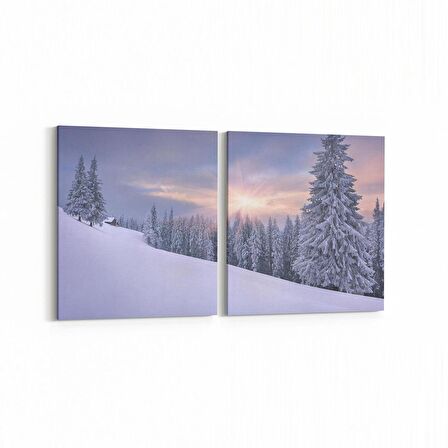 Olla 13591K2Y Doğa / Manzara Görseli Kare 2'li Yatay Kanvas Tablo (Ölçü: 125X60)