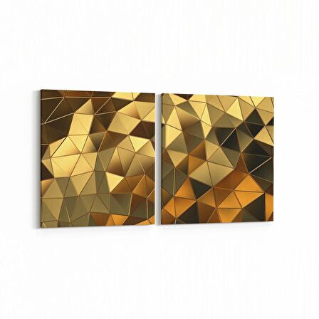 Olla 10183K2Y Abstract Görsel Kare 2'li Yatay Kanvas Tablo (Ölçü: 145X70)