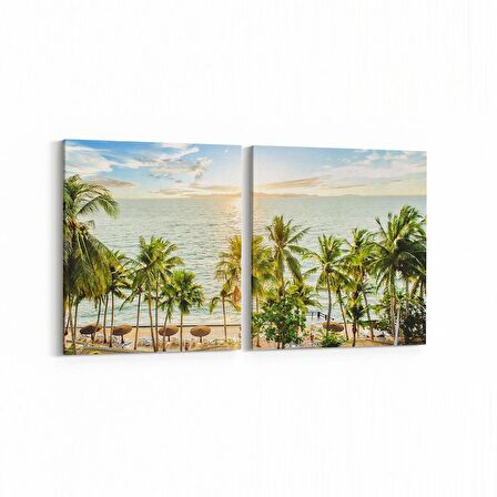 Olla 14394K2Y Doğa / Manzara Görseli Kare 2'li Yatay Kanvas Tablo (Ölçü: 145X70)