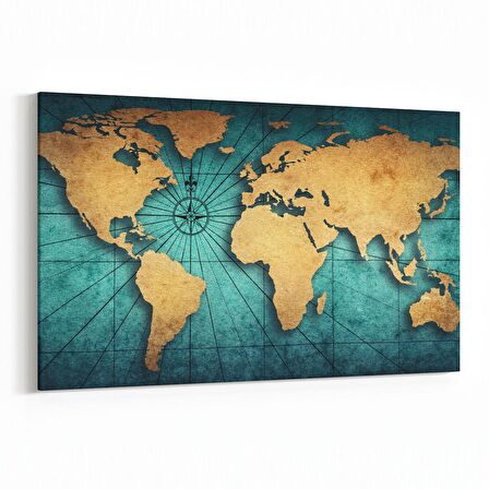 Olla 16177Y Harita Görseli Yatay Kanvas Tablo (Ölçü: 150X100)