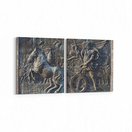 Olla 16252K2Y Heykel / Sanat Görseli Kare 2'li Yatay Kanvas Tablo (Ölçü: 85X40)